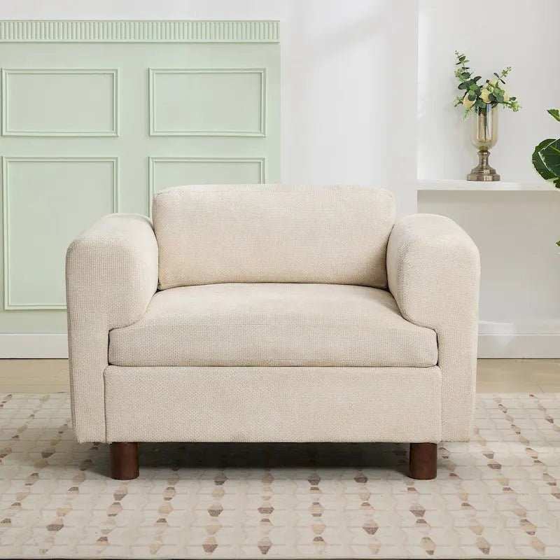 45.5 Woven Velvet Fabric Accent Chair with High-Density Cushion