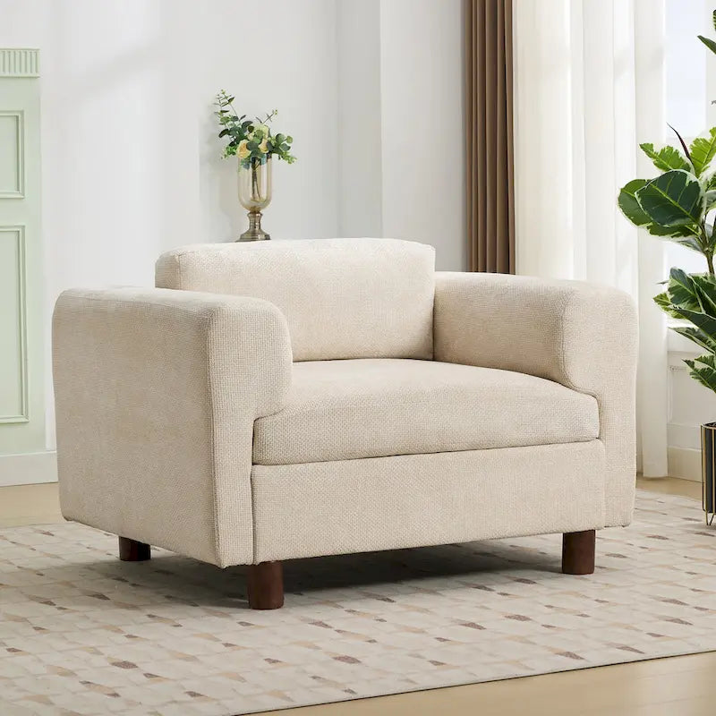 45.5 Woven Velvet Fabric Accent Chair with High-Density Cushion