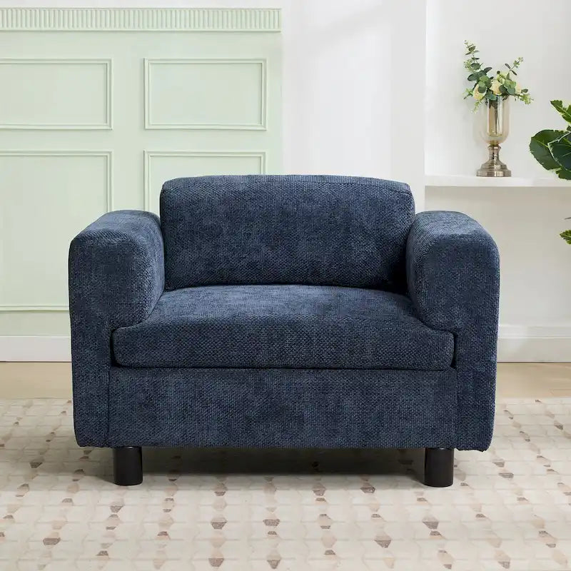 45.5 Woven Velvet Fabric Accent Chair with High-Density Cushion