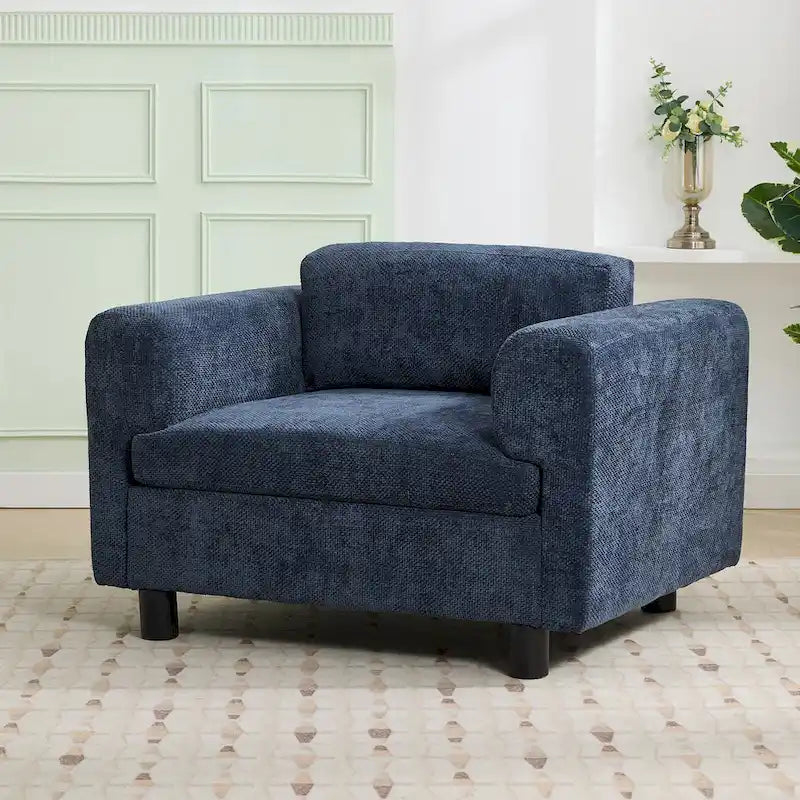 45.5 Woven Velvet Fabric Accent Chair with High-Density Cushion
