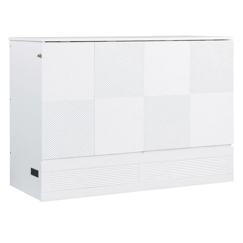 Murphy Bed Wall Bed with a Large Storage Drawer, Space Saving Murphy Cabinet Bed w/ a set of Sockets & USB Ports