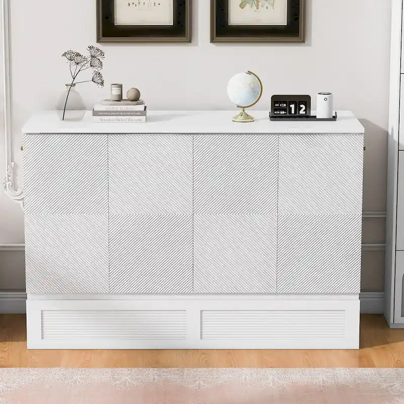 Murphy Bed Wall Bed with a Large Storage Drawer, Space Saving Murphy Cabinet Bed w/ a set of Sockets & USB Ports