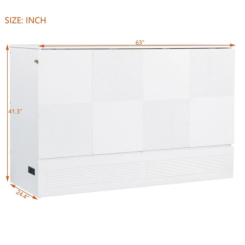 Murphy Bed Wall Bed with a Large Storage Drawer, Space Saving Murphy Cabinet Bed w/ a set of Sockets & USB Ports