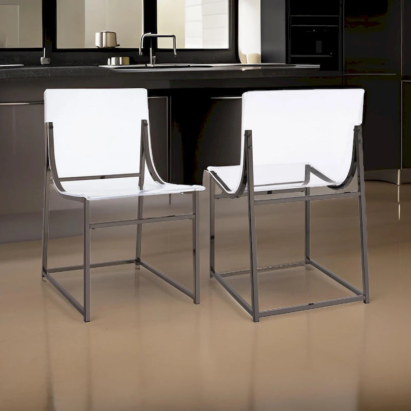 Dino Dining Chair Set of 2, Clear Acrylic Seat, Back, Black Nickel, 18 Inch