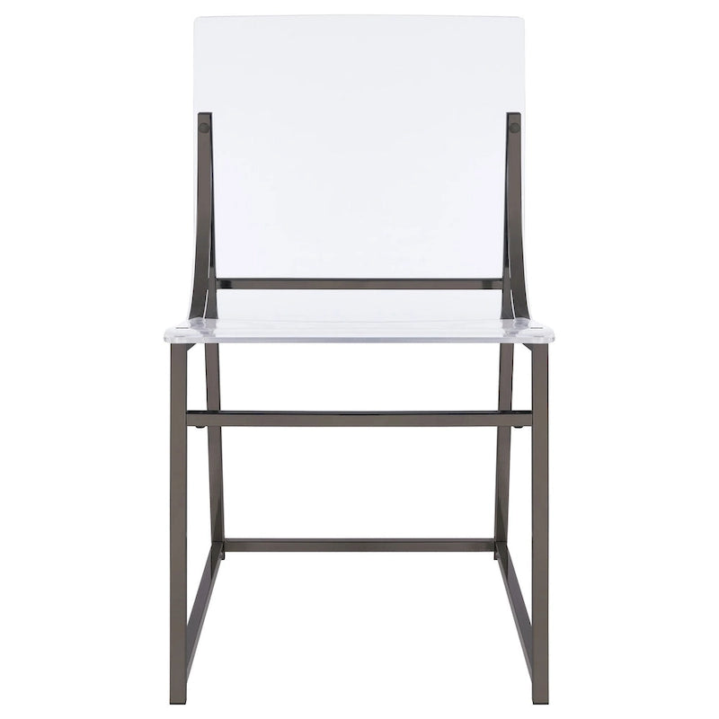 Dining Chair Set of 2, Clear Acrylic Seat, Back, Black Nickel, 18 Inch