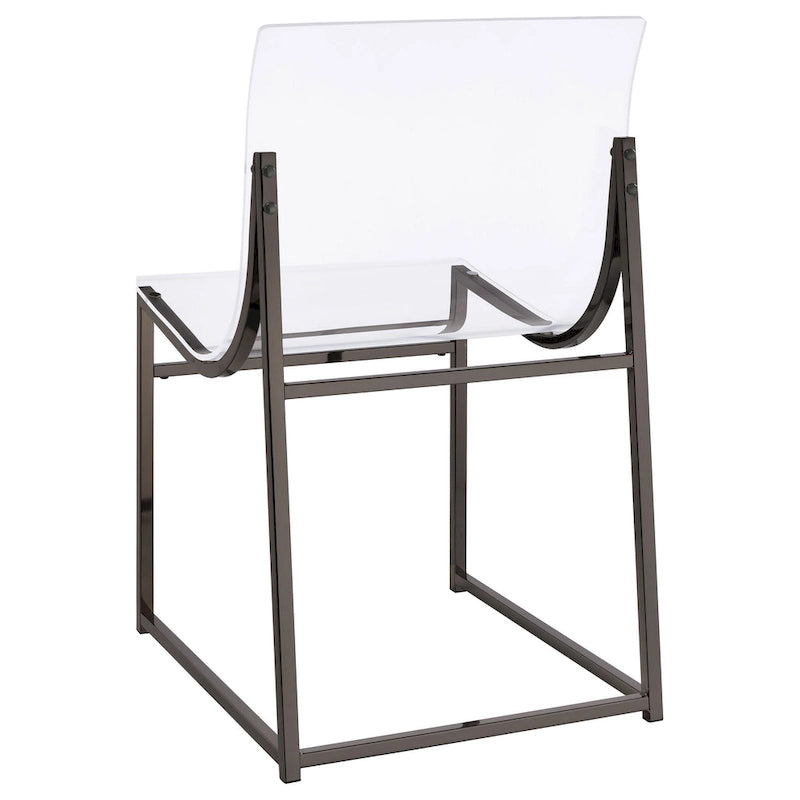 Dining Chair Set of 2, Clear Acrylic Seat, Back, Black Nickel, 18 Inch