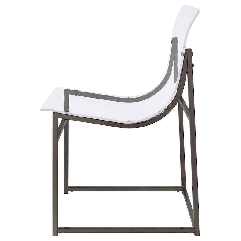 Dining Chair Set of 2, Clear Acrylic Seat, Back, Black Nickel, 18 Inch