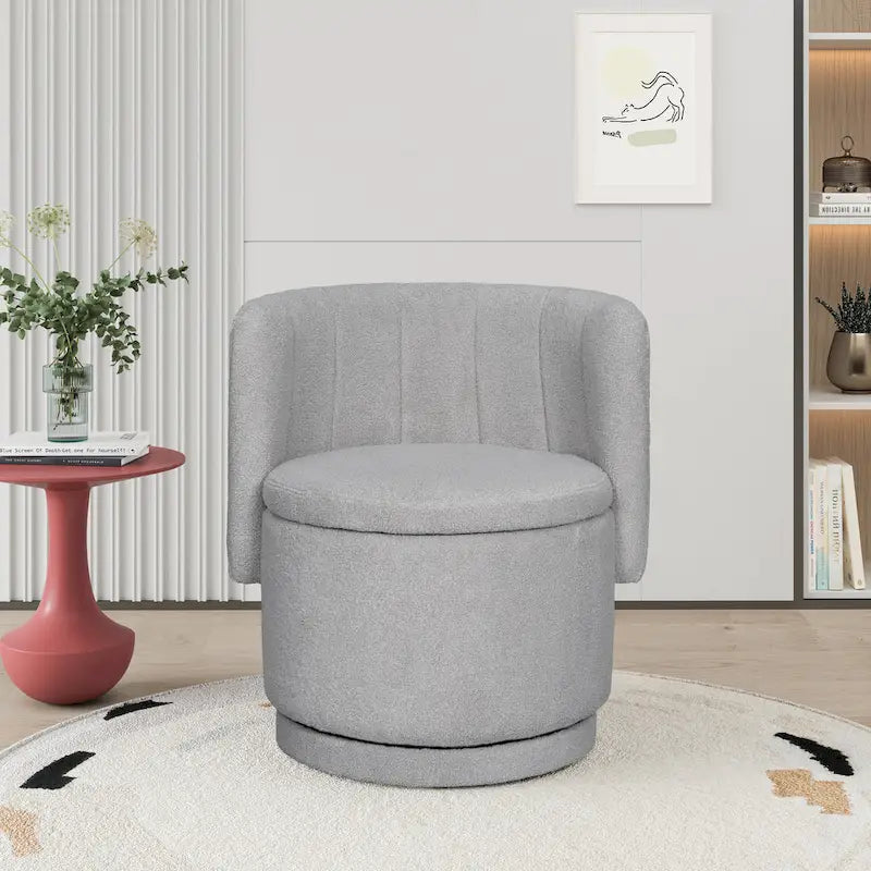 Fabric Swivel Accent Chair wStorage Space,for Living Room,Gray
