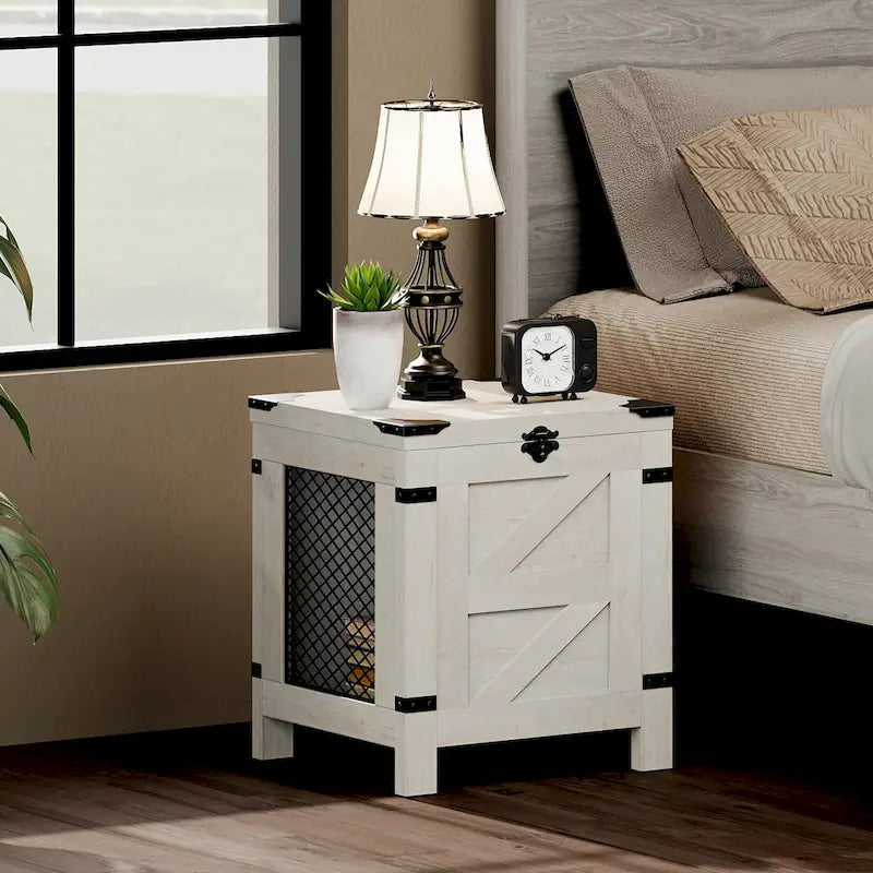 Lift Top End Table,Nightstand with Rustic Lock