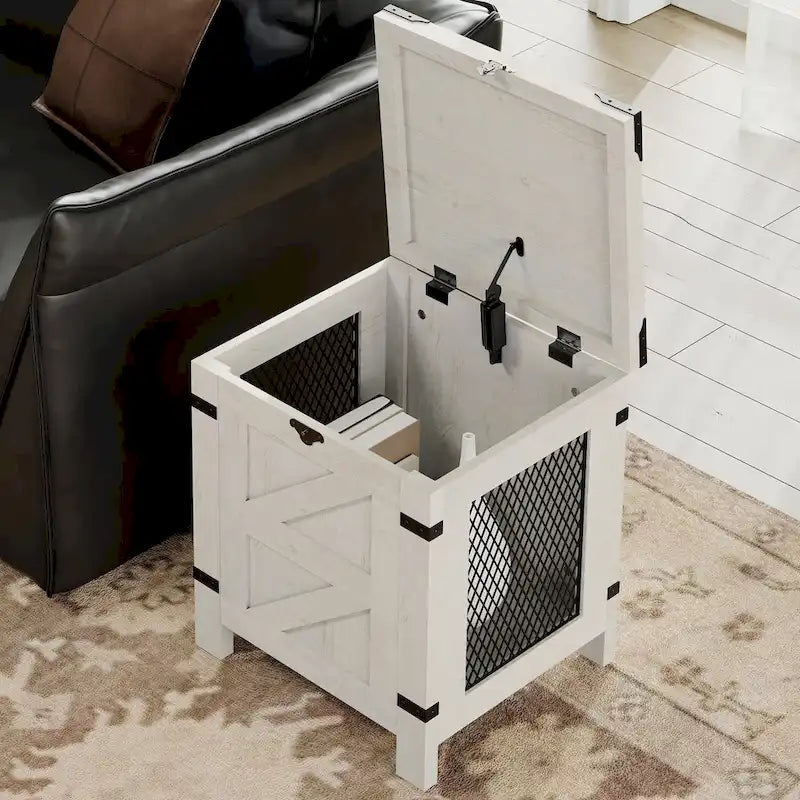 Lift Top End Table,Nightstand with Rustic Lock