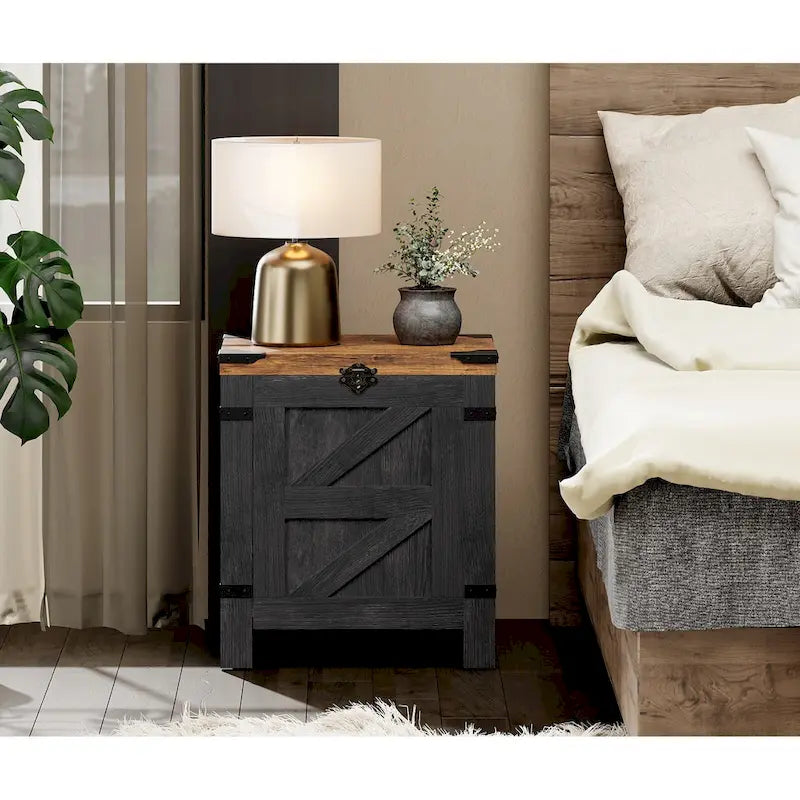 Lift Top End Table,Nightstand with Rustic Lock
