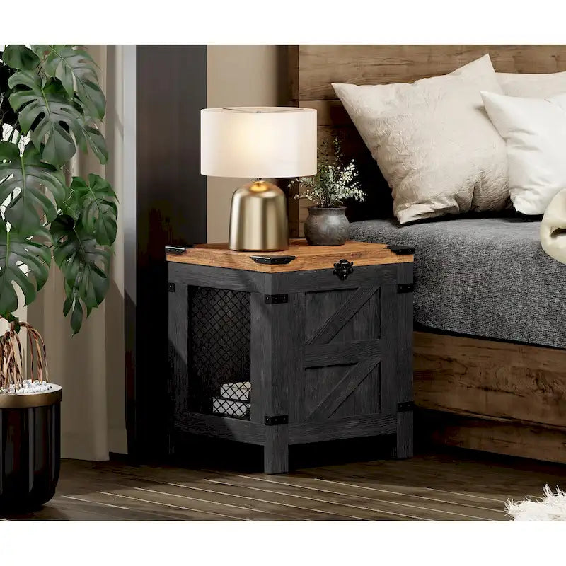 Lift Top End Table,Nightstand with Rustic Lock