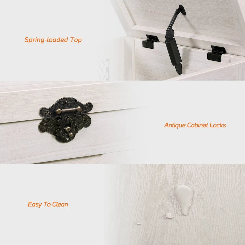 Lift Top End Table,Nightstand with Rustic Lock