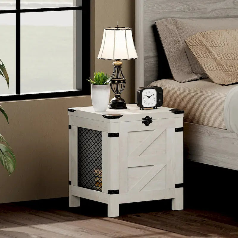 Lift Top End Table,Nightstand with Rustic Lock