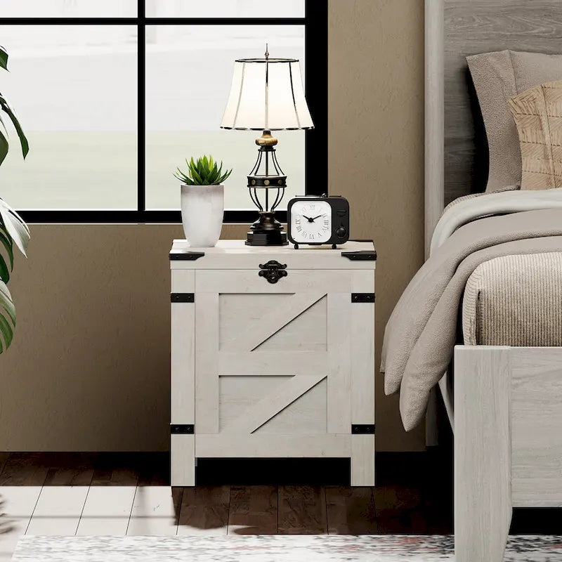 Lift Top End Table,Nightstand with Rustic Lock