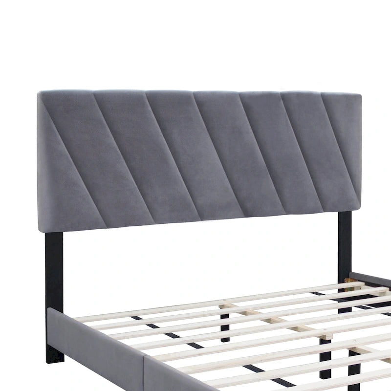 Gray Modern Style Adjustable Upholstered Platform Bed for Bedroom