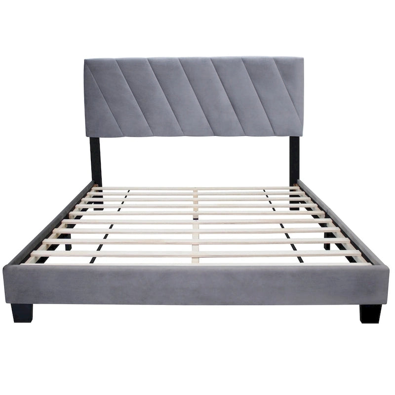 Gray Modern Style Adjustable Upholstered Platform Bed for Bedroom