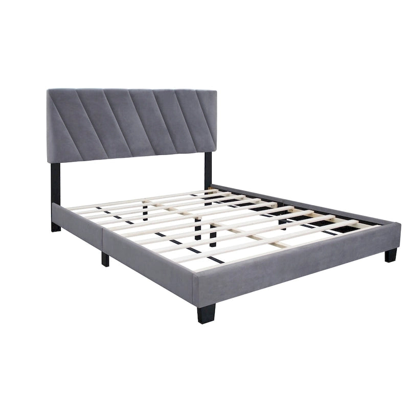 Gray Modern Style Adjustable Upholstered Platform Bed for Bedroom
