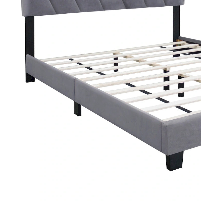 Gray Modern Style Adjustable Upholstered Platform Bed for Bedroom