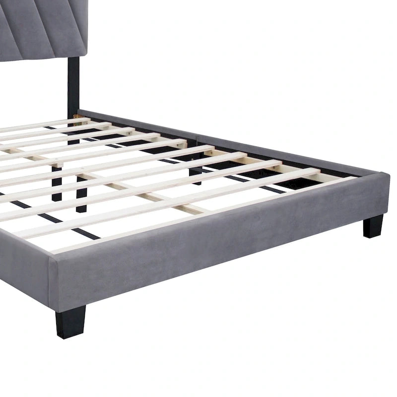 Gray Modern Style Adjustable Upholstered Platform Bed for Bedroom