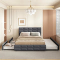 Linen Button Tufted Platform Bed Frame with 2 Storage Drawers & Trundle