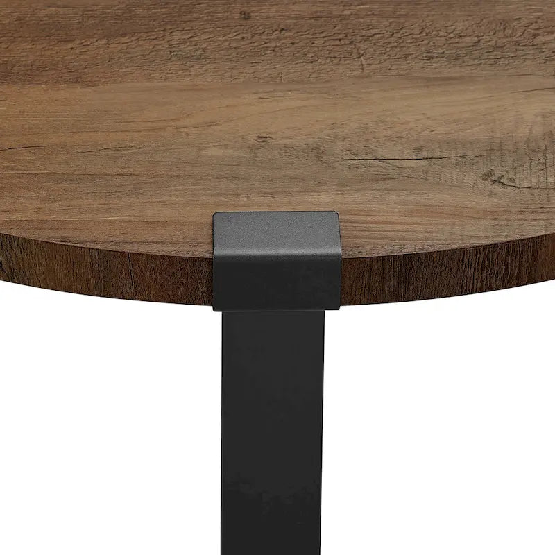 Traditional Distressing Round Metal Wrap Coffee Table