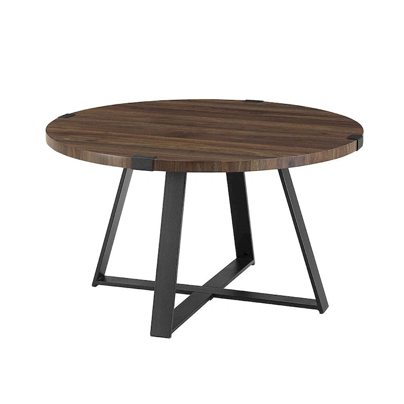 Traditional Distressing Round Metal Wrap Coffee Table