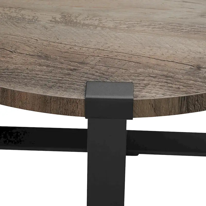 Traditional Distressing Round Metal Wrap Coffee Table