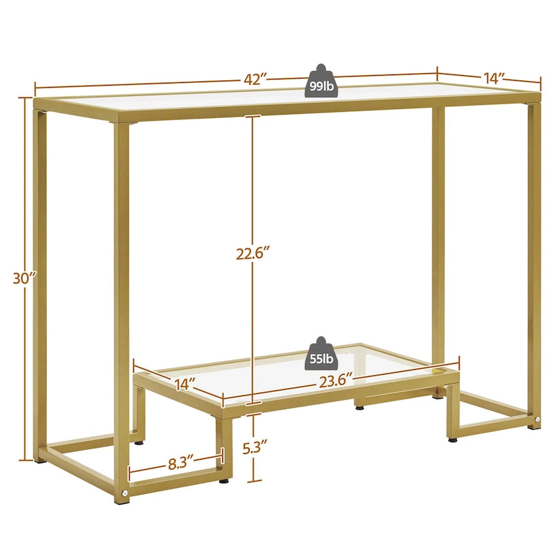 Modern Tempered Glass Console Table Entryway Porch