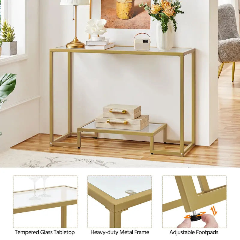 Modern Tempered Glass Console Table Entryway Porch