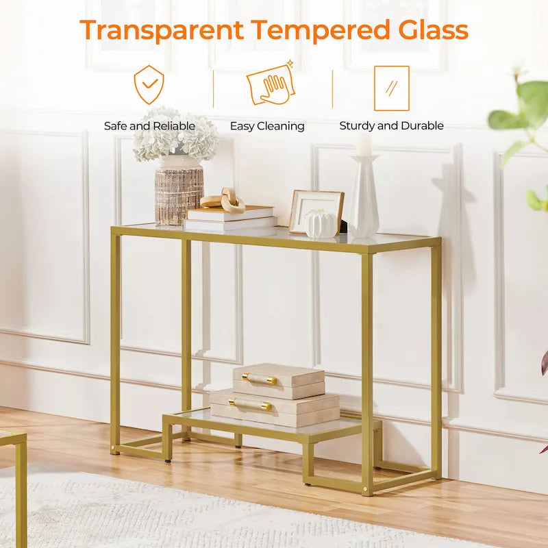 Modern Tempered Glass Console Table Entryway Porch