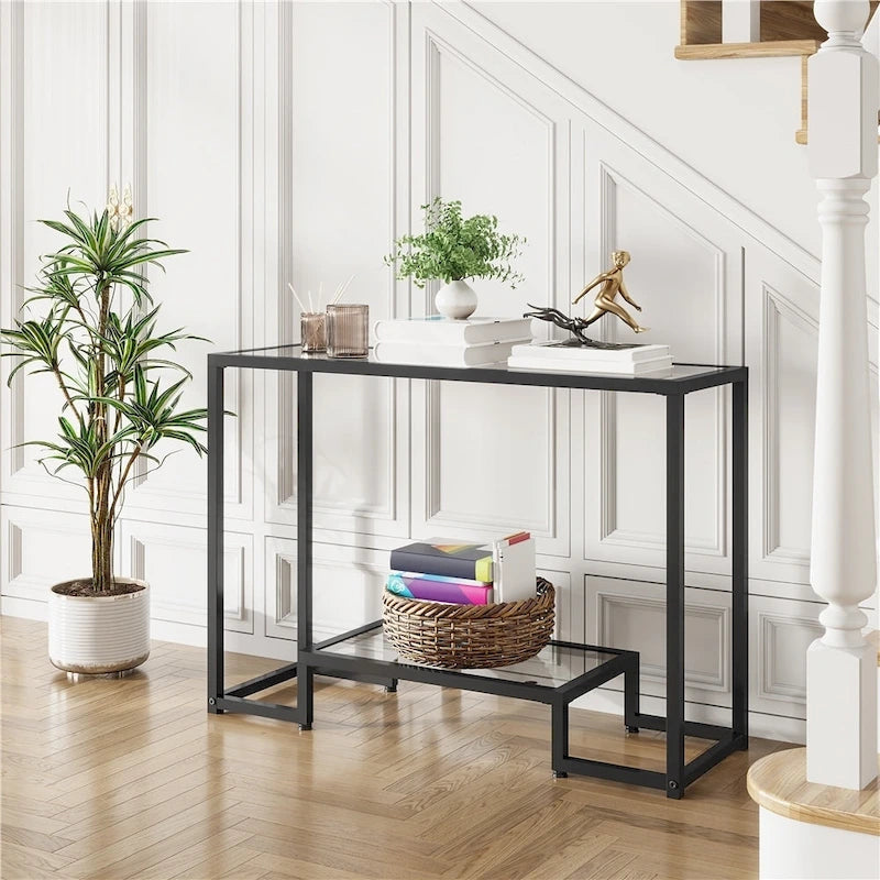 Modern Tempered Glass Console Table Entryway Porch