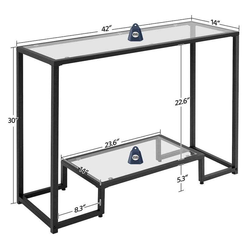 Modern Tempered Glass Console Table Entryway Porch