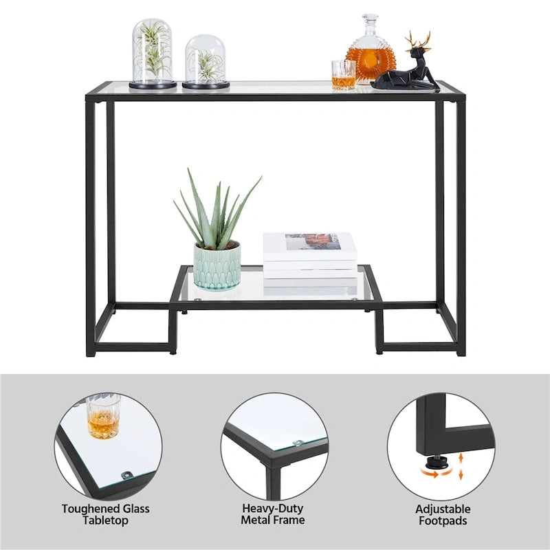 Modern Tempered Glass Console Table Entryway Porch