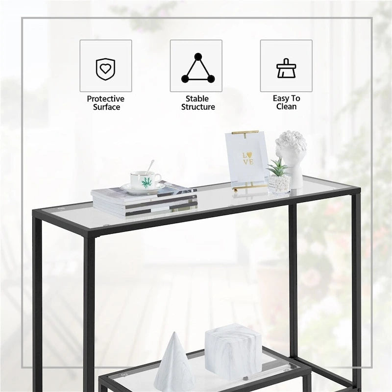 Modern Tempered Glass Console Table Entryway Porch