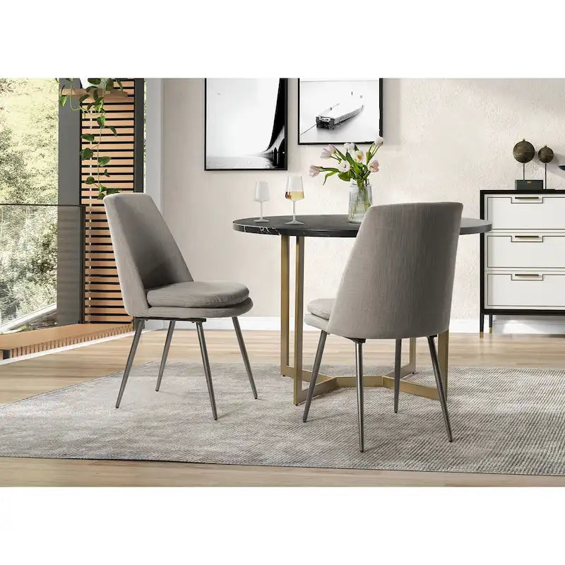 Homer Modern and Contemporary Dining Chairs Set of 2 with Metal Legs