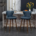 Mid-century Modern Faux Leather Tufted Nailhead Trim Barstool Set of 2