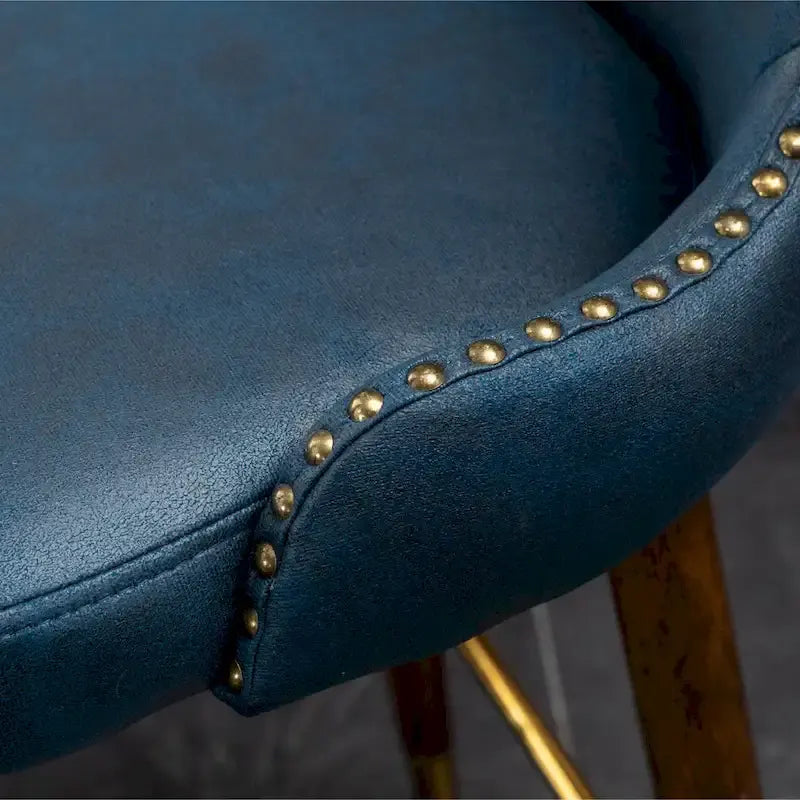 Mid-century Modern Faux Leather Tufted Nailhead Trim Barstool Set of 2