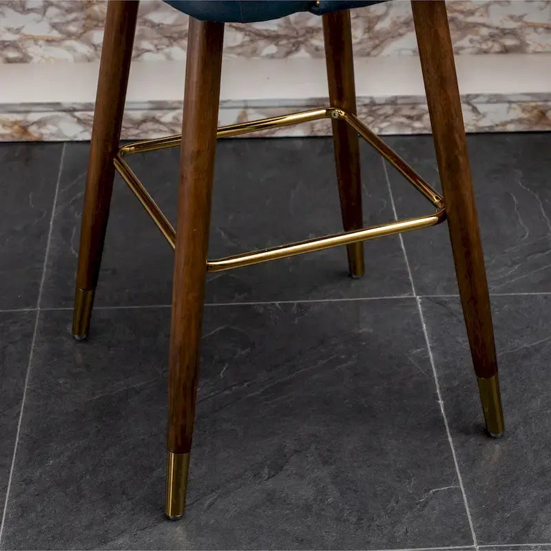 Mid-century Modern Faux Leather Tufted Nailhead Trim Barstool Set of 2