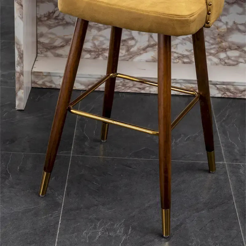 Mid-century Modern Faux Leather Tufted Nailhead Trim Barstool Set of 2