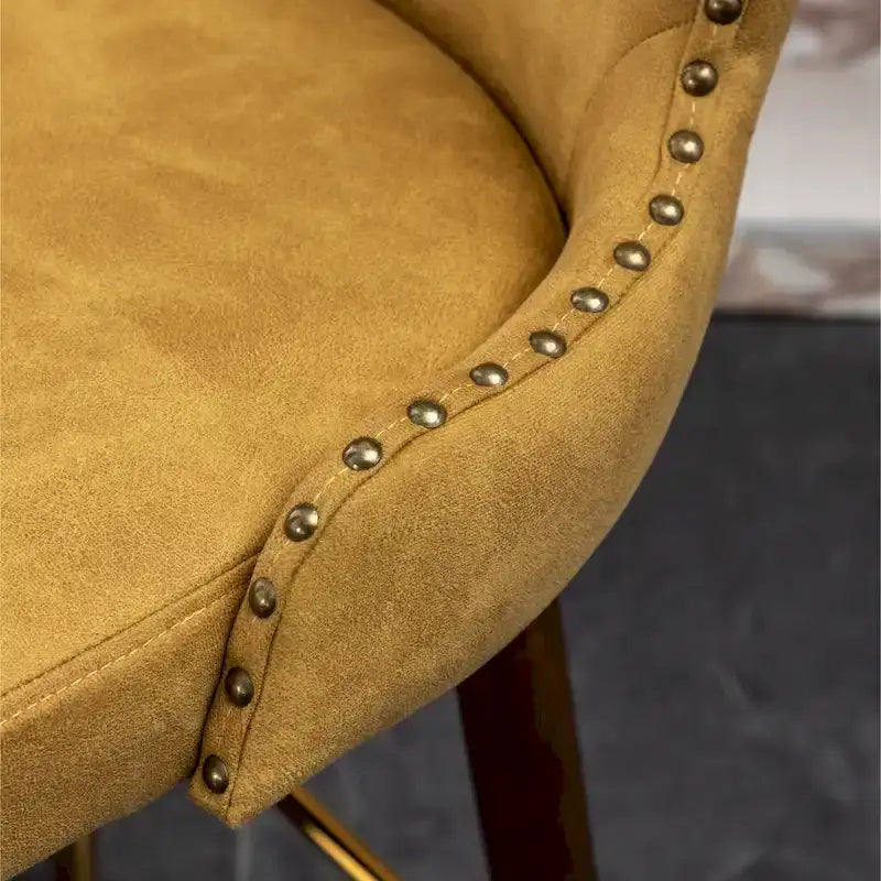 Mid-century Modern Faux Leather Tufted Nailhead Trim Barstool Set of 2
