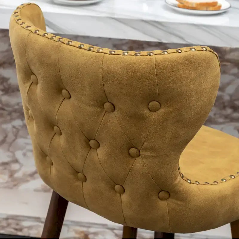 Mid-century Modern Faux Leather Tufted Nailhead Trim Barstool Set of 2