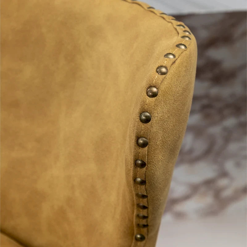 Mid-century Modern Faux Leather Tufted Nailhead Trim Barstool Set of 2