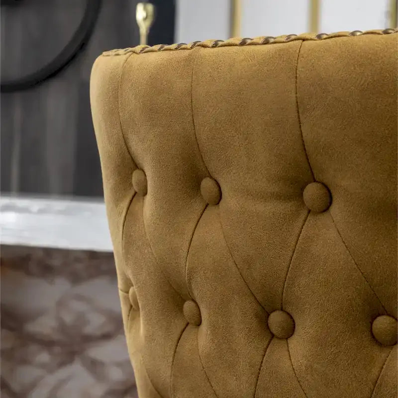 Mid-century Modern Faux Leather Tufted Nailhead Trim Barstool Set of 2