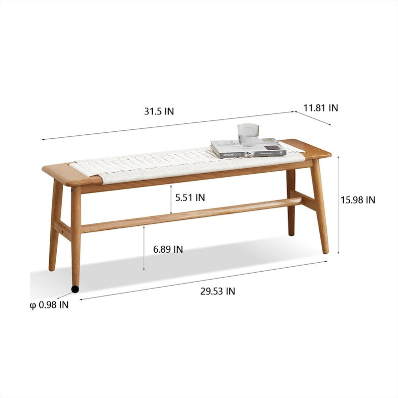 Panca da pranzo in rovere naturale dal design versatile, adatta alla sala da pranzo o alla camera da letto