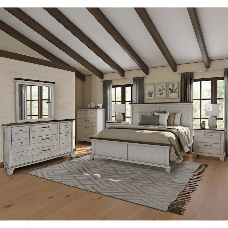 Modern Scandinavian Style Rustic Panel Bed