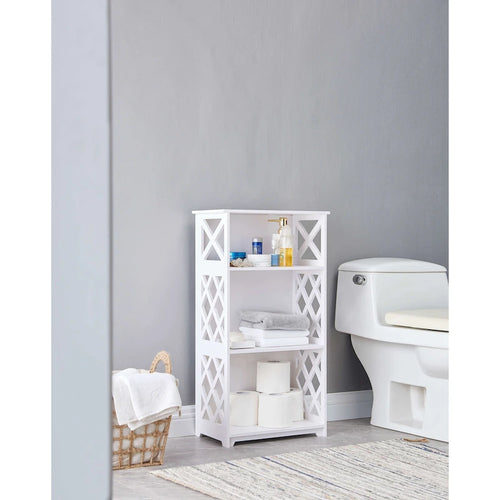 3 Tier Open Storage Shelves, for Bedroom, White