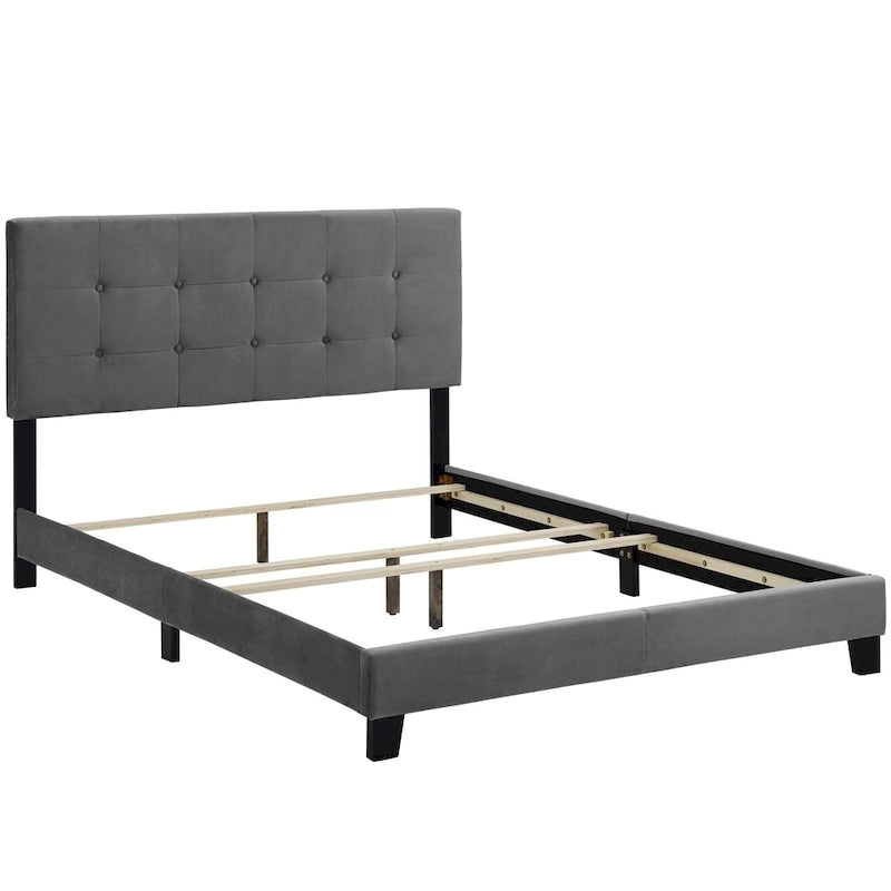 Modern Scandinavian Style Upholstered Velvet Bed