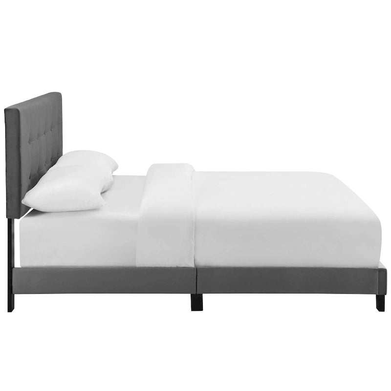 Modern Scandinavian Style Upholstered Velvet Bed