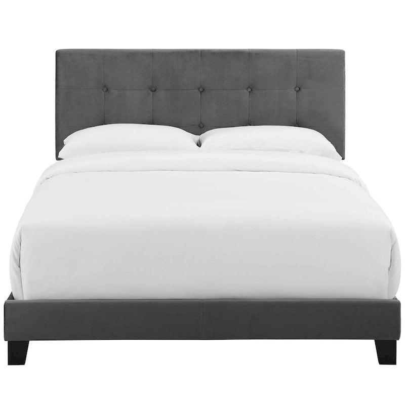 Modern Scandinavian Style Upholstered Velvet Bed